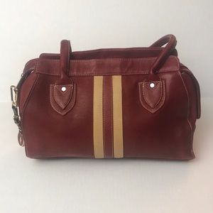 Red and Tan Bowling Style Leather Bag